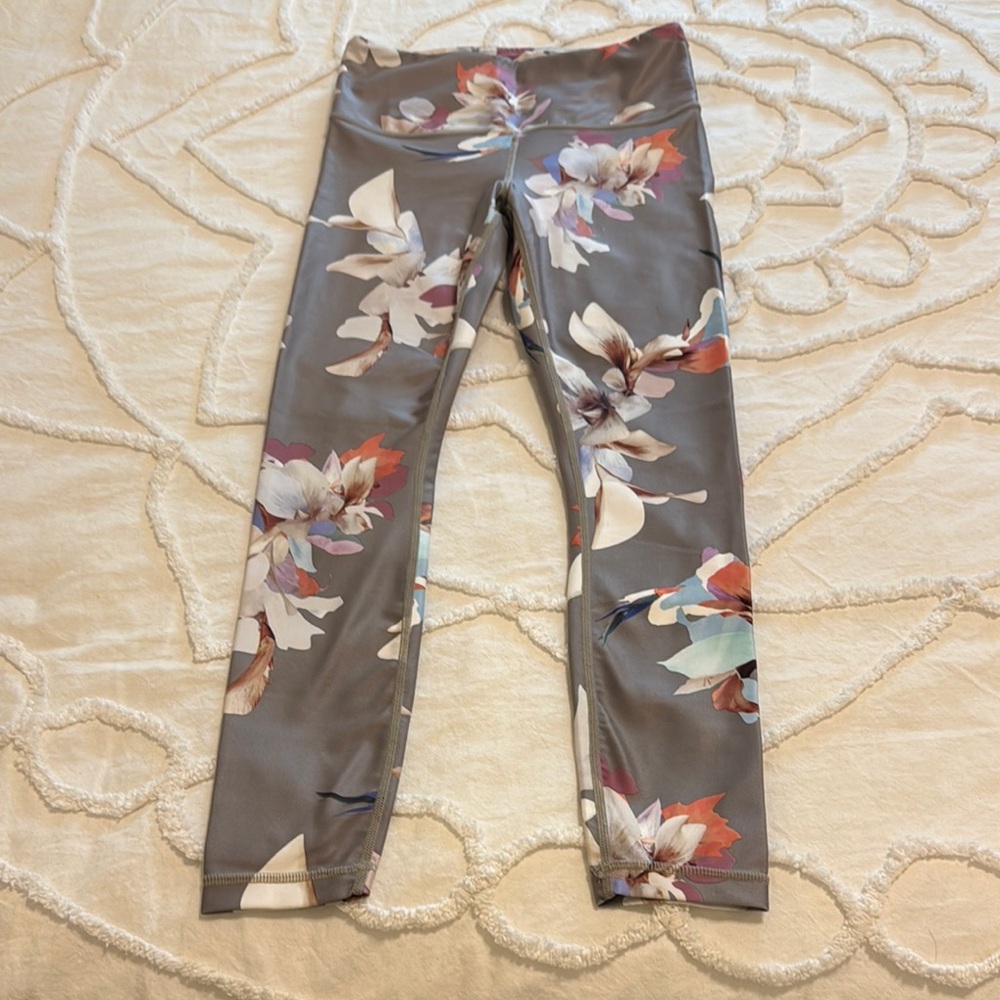 Athleta Floral Gray Leggings